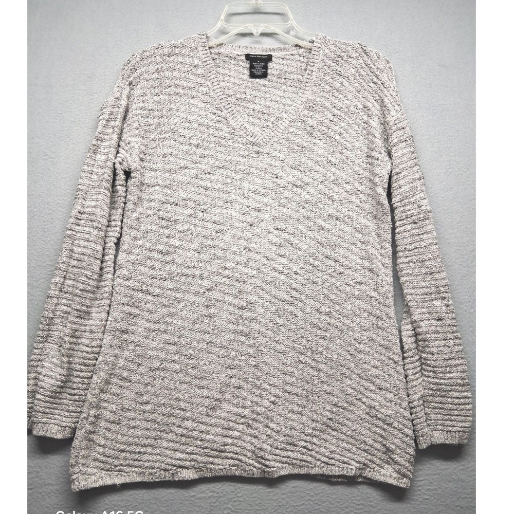 Calvin Klein Women's Knit Pullover Sweater Gray V Neck Size M